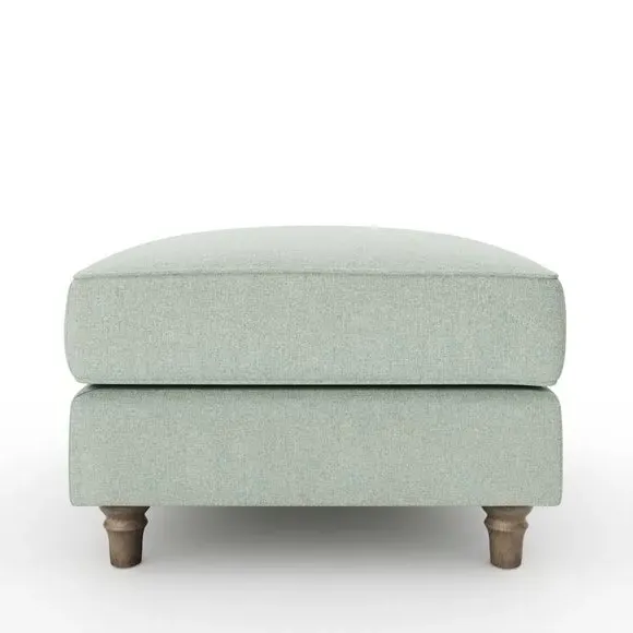 Classic Footstool with Piped Edge - Seafoam