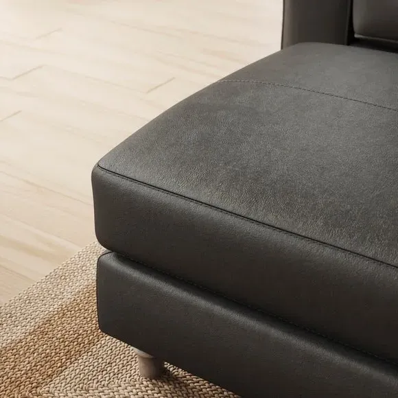 Classic Footstool with Turned Feet - Black, Leather