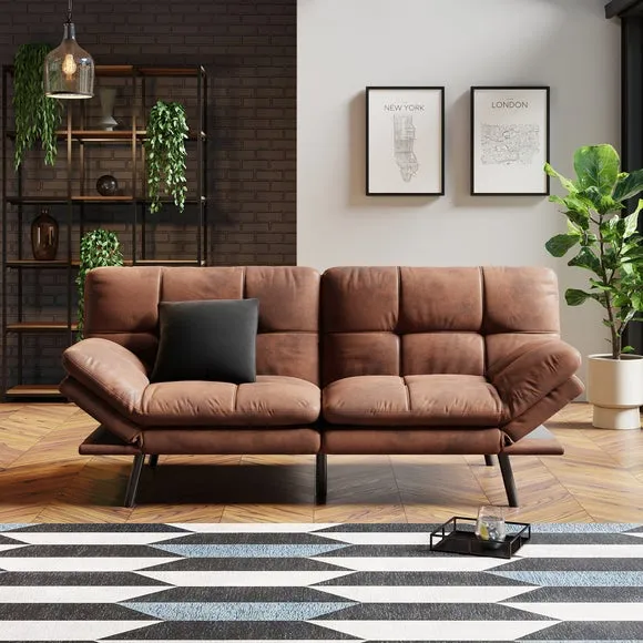 Clic Clac Sofa Bed Quilted - Tan, Faux Leather