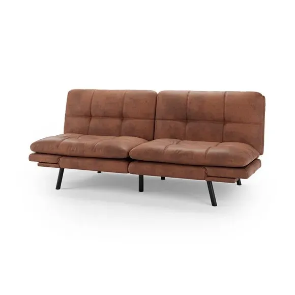 Clic Clac Sofa Bed Quilted - Tan, Faux Leather