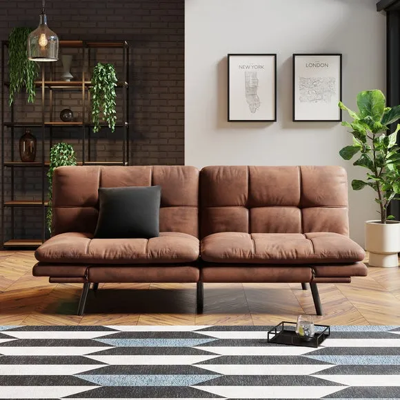 Clic Clac Sofa Bed Quilted - Tan, Faux Leather