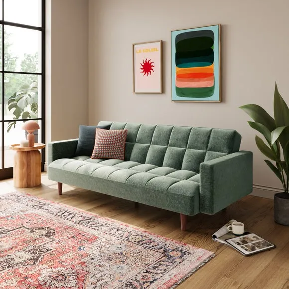 Clic Clac Sofa Bed with Mechanism - Green, Chenille