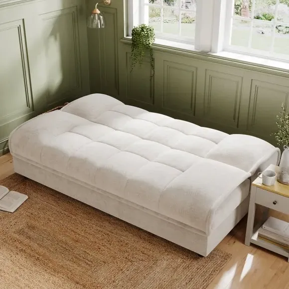 Clic Clac Sofa Bed with Storage - Cream, Chenille