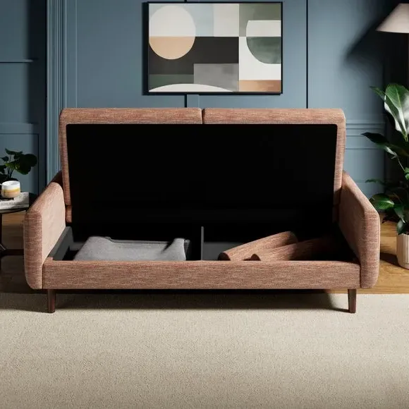 Clic Clac Sofa Bed with Storage - Orange, Boucle