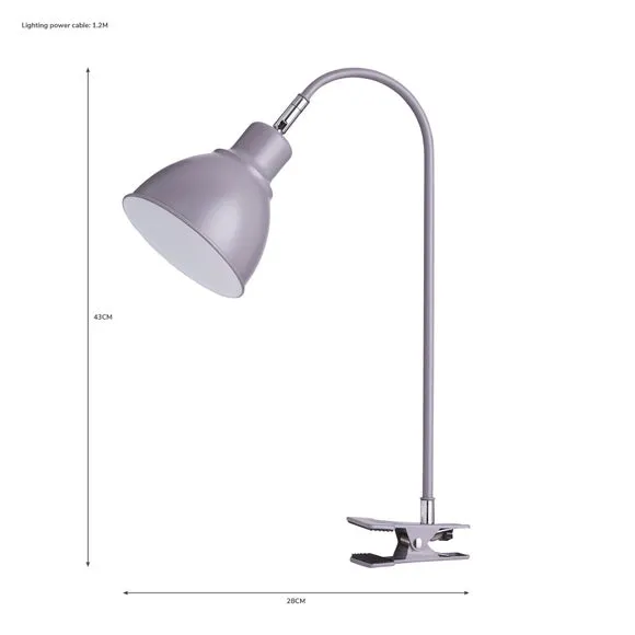 Clip-On Task Lamp with Cable Switch - Grey