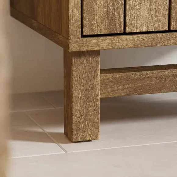 Cloakroom Vanity Unit Slatted - Mango Wood Effect