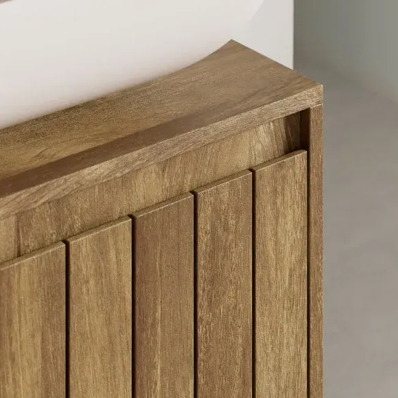 Cloakroom Vanity Unit Slatted - Mango Wood Effect