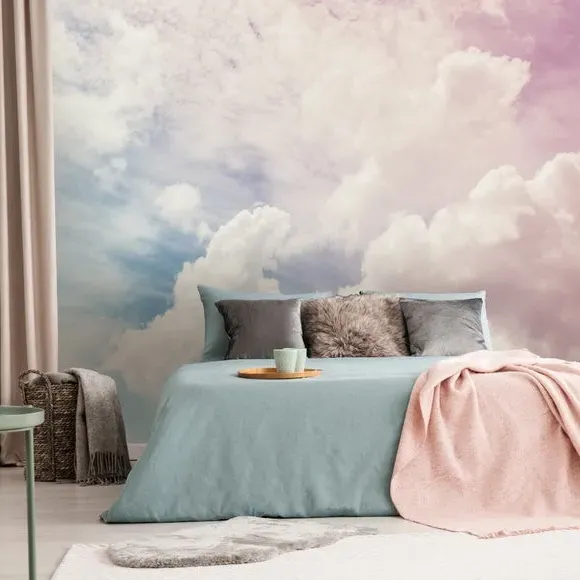 Cloud Design Wall Mural - Pink image