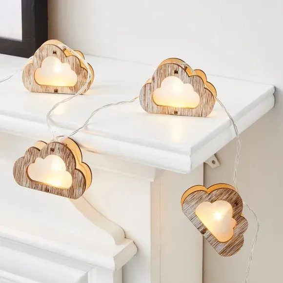 Cloud LED String Lights - Brown, Wood
