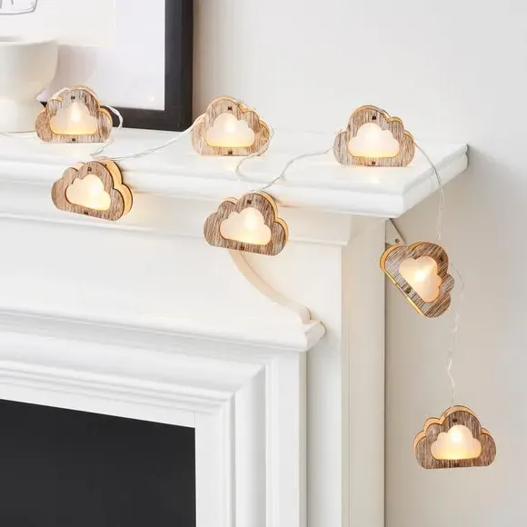 Cloud LED String Lights - Brown, Wood