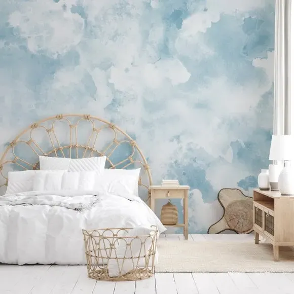 Cloud Texture Wall Mural - Blue, Non-Woven