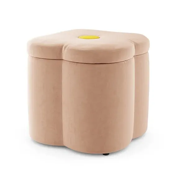 Clover Storage Footstool - Apricot Blush, Velvet