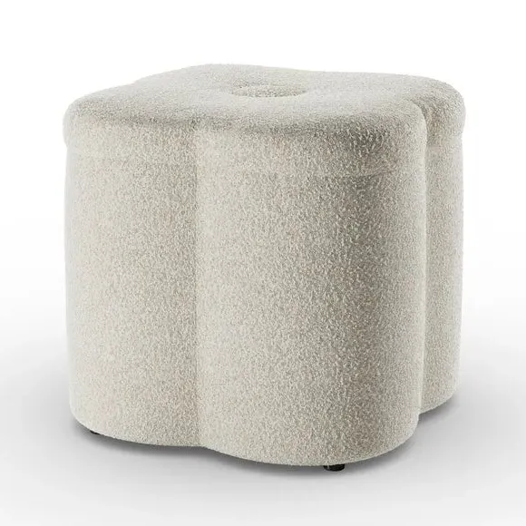 Clover Storage Footstool - Natural, Boucle