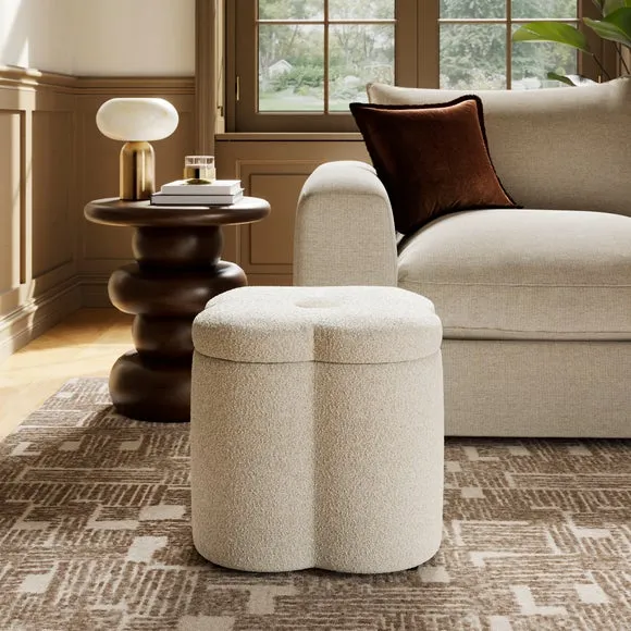 Clover Storage Footstool - Natural, Boucle image