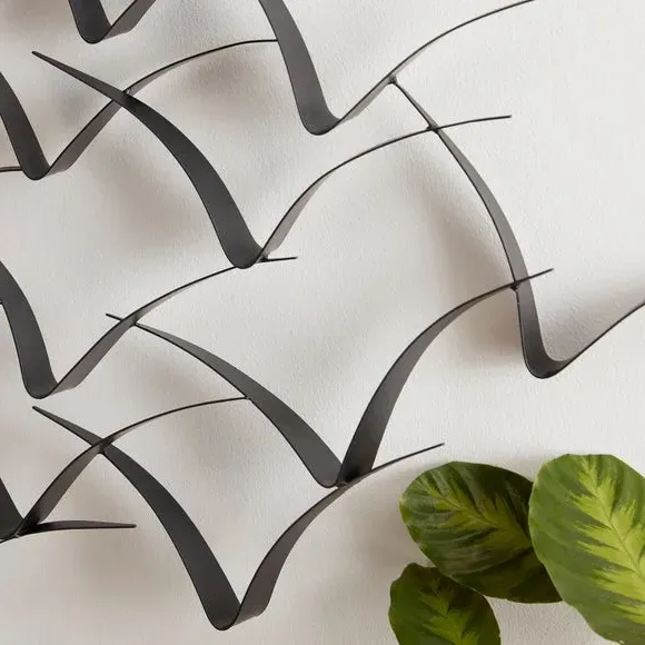 Coastal Birds Wall Art - Black, Metal Wire