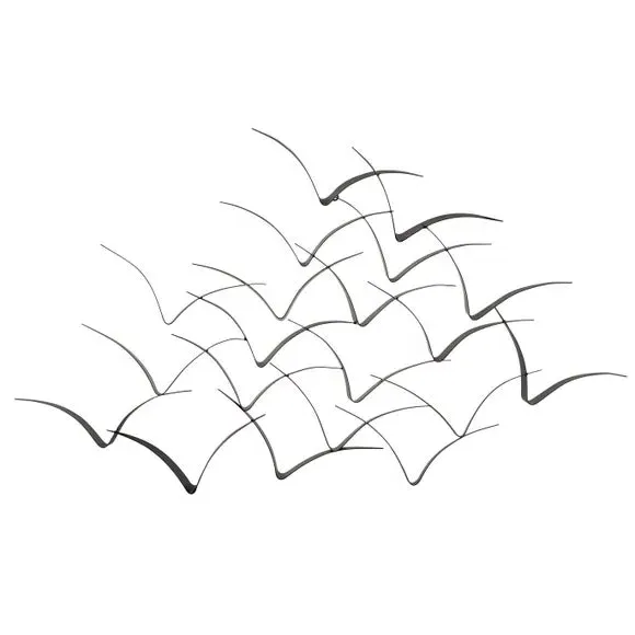 Coastal Birds Wall Art - Black, Metal Wire
