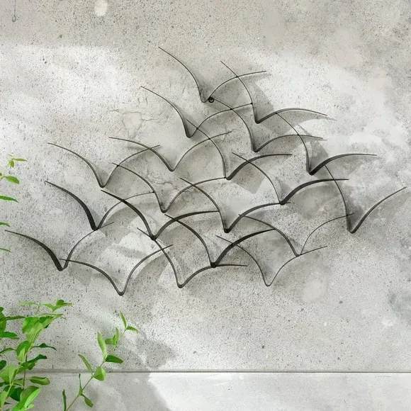 Coastal Birds Wall Art - Black, Metal Wire image