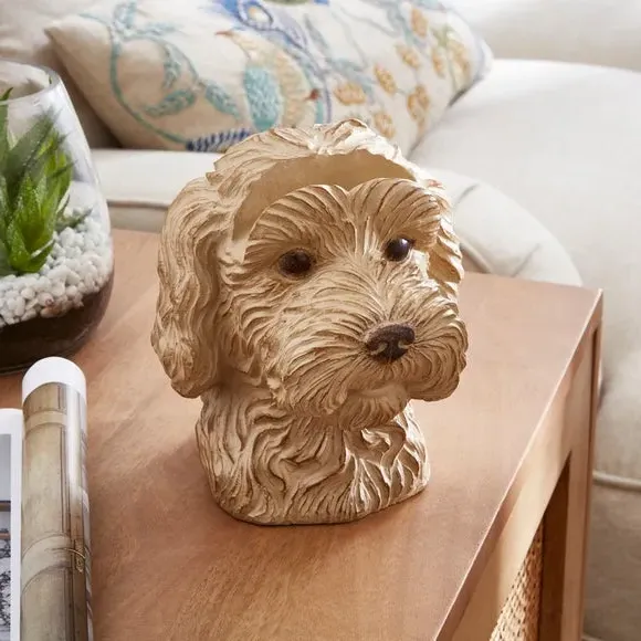 Cockapoo Glasses Holder with Storage - Brown, Resin