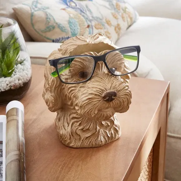 Cockapoo Glasses Holder with Storage - Brown, Resin image