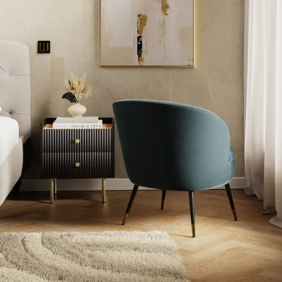 Cocktail Chair with Curved Back - Charcoal, Velvet