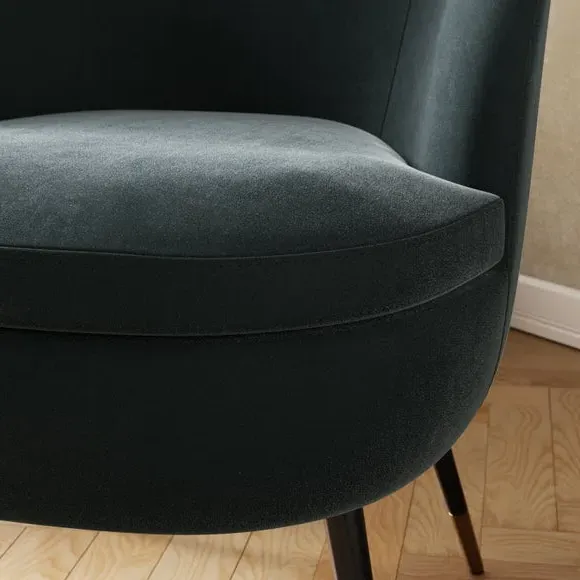 Cocktail Chair with Curved Back - Charcoal, Velvet