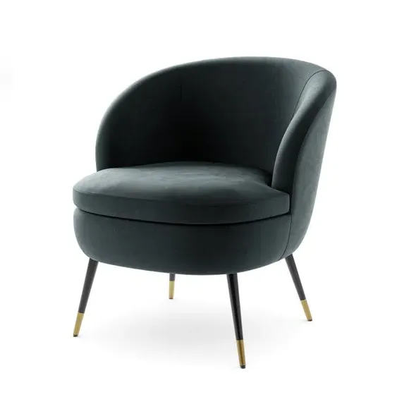 Cocktail Chair with Curved Back - Charcoal, Velvet