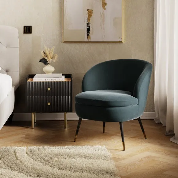 Cocktail Chair with Curved Back - Charcoal, Velvet image