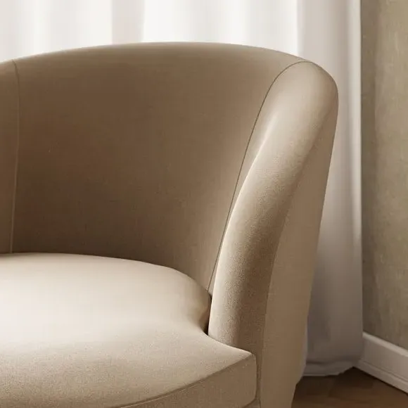 Cocktail Chair with Curved Back - Mink, Velvet