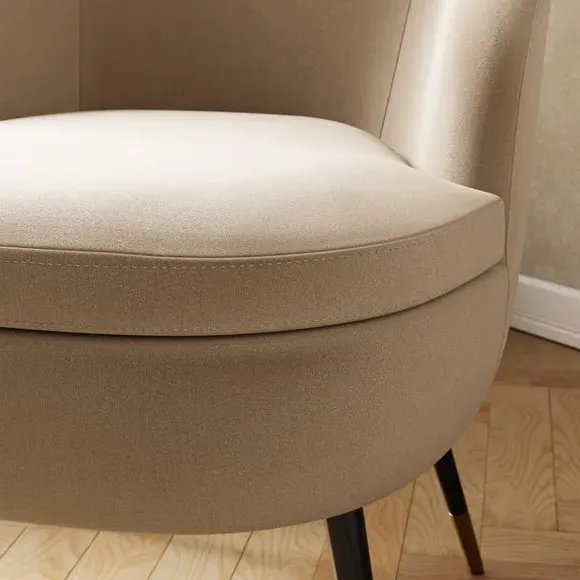 Cocktail Chair with Curved Back - Mink, Velvet
