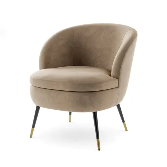 Cocktail Chair with Curved Back - Mink, Velvet