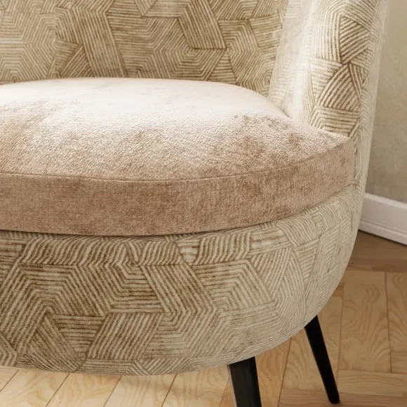 Cocktail Chair with Curved Back - Mink, Velvet