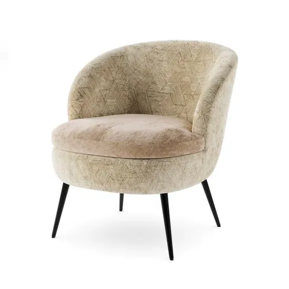 Cocktail Chair with Curved Back - Mink, Velvet