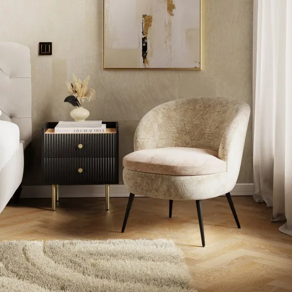 Cocktail Chair with Curved Back - Mink, Velvet image