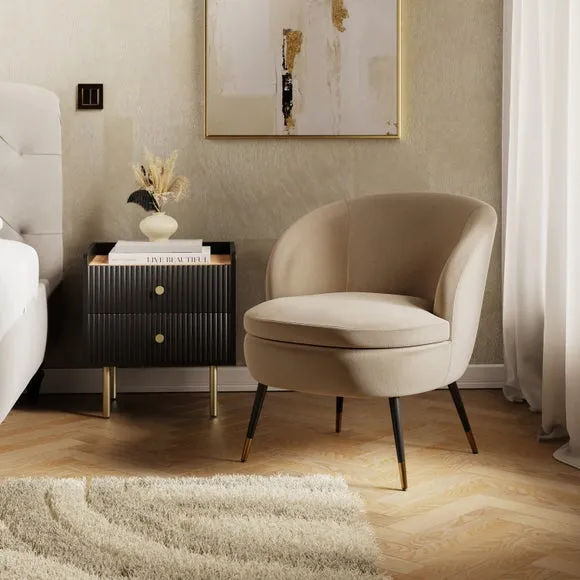 Cocktail Chair with Curved Back - Mink, Velvet