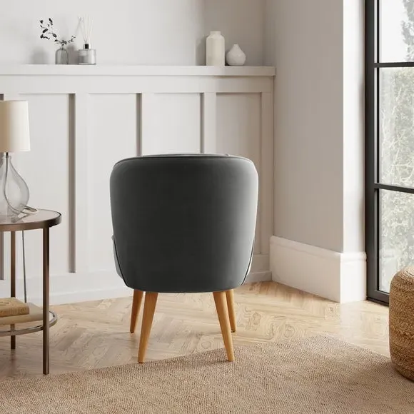 Cocktail Chair with Foam Seat - Grey, Velvet