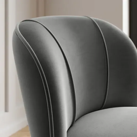 Cocktail Chair with Foam Seat - Grey, Velvet