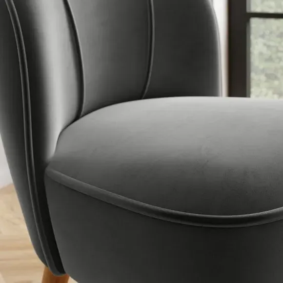 Cocktail Chair with Foam Seat - Grey, Velvet