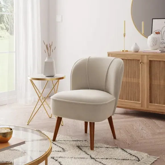 Cocktail Chair with Foam Seat - Mushroom, Velvet