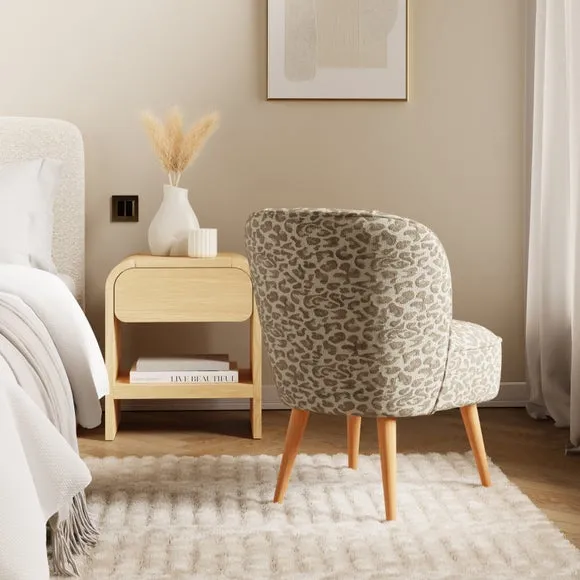 Cocktail Chair with Leopard Print - Natural