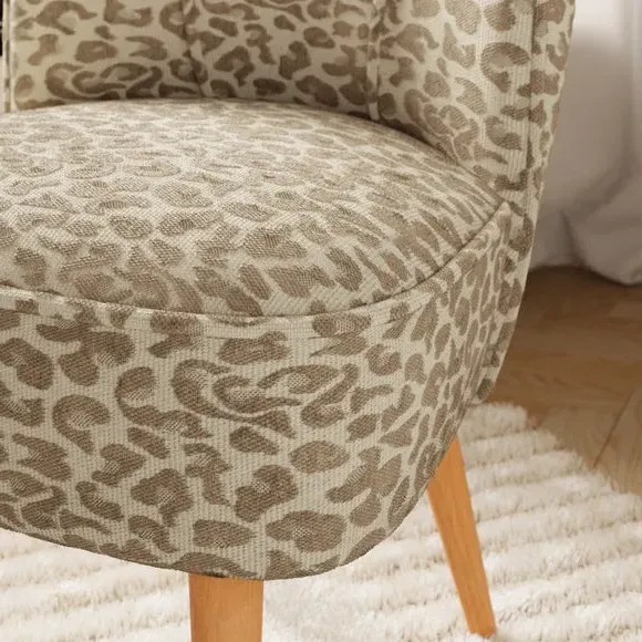 Cocktail Chair with Leopard Print - Natural