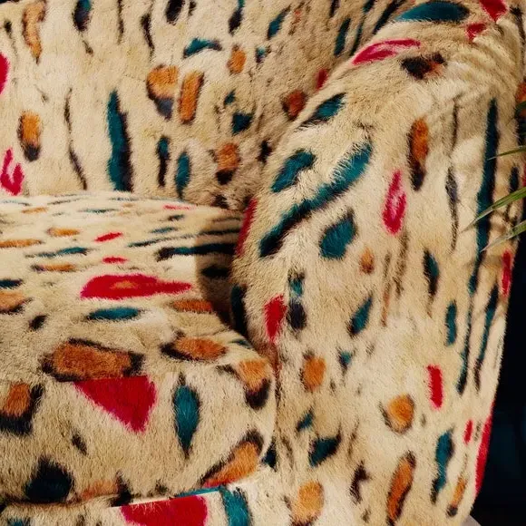 Cocktail Chair with Metal Legs - Leopard, Faux Fur