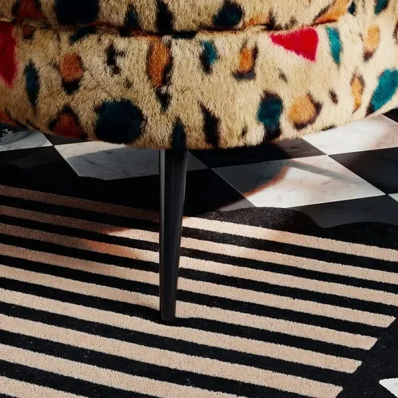 Cocktail Chair with Metal Legs - Leopard, Faux Fur