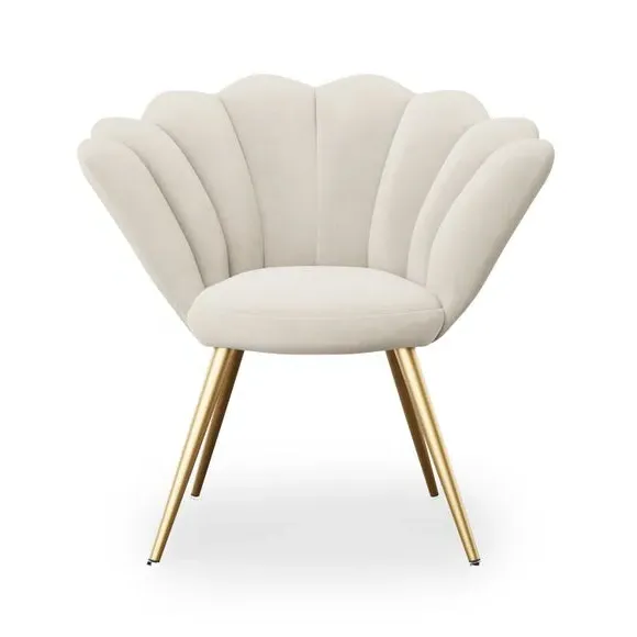 Cocktail Chair with Shell Back - Ivory, Velvet