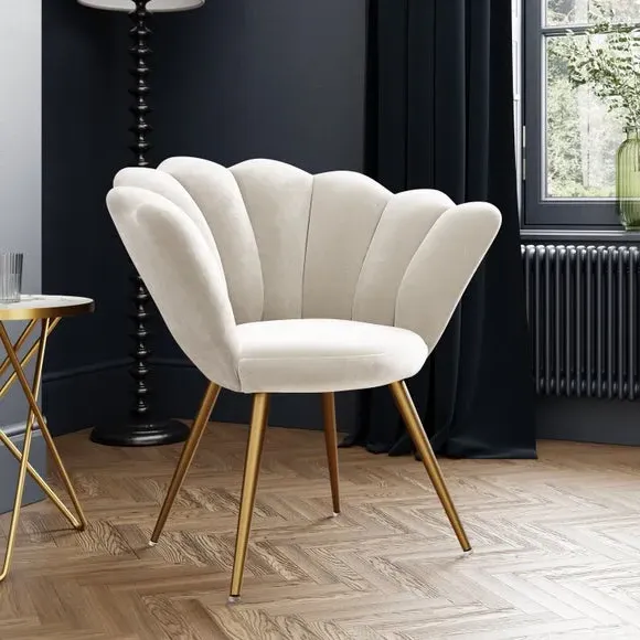 Cocktail Chair with Shell Back - Ivory, Velvet image