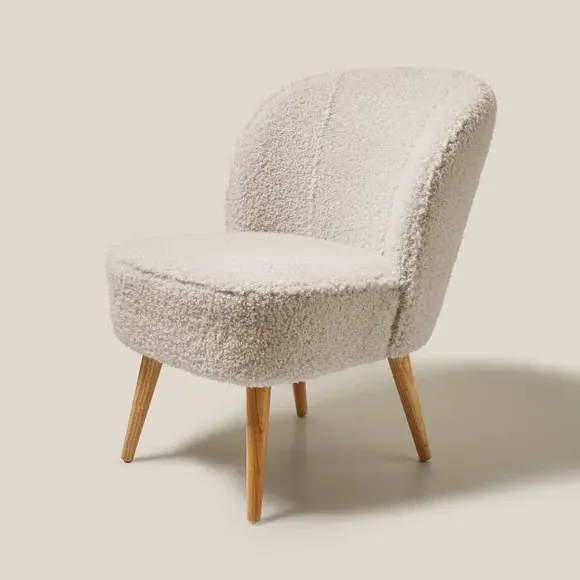 Cocktail Chair with Wood Legs - Sandstone, Sherpa