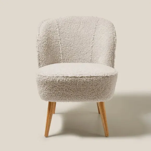 Cocktail Chair with Wood Legs - Sandstone, Sherpa