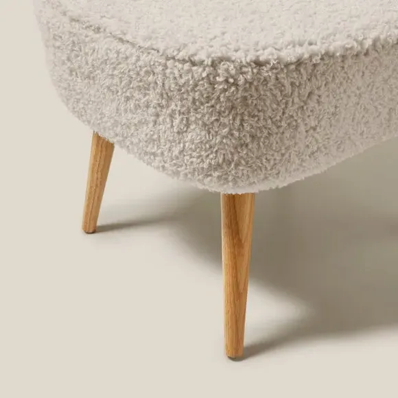 Cocktail Chair with Wood Legs - Sandstone, Sherpa