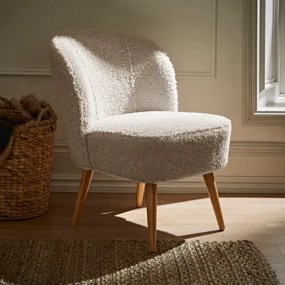 Cocktail Chair with Wood Legs - Sandstone, Sherpa image
