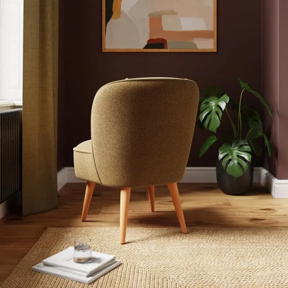 Cocktail Chair with Wooden Legs - Amber Gold, Boucle