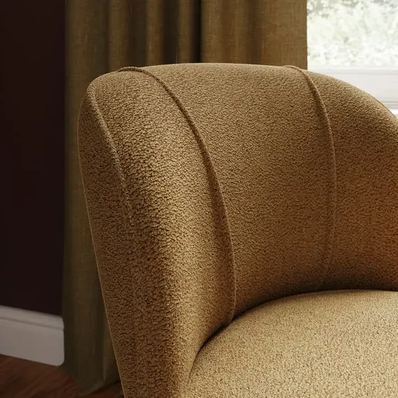 Cocktail Chair with Wooden Legs - Amber Gold, Boucle